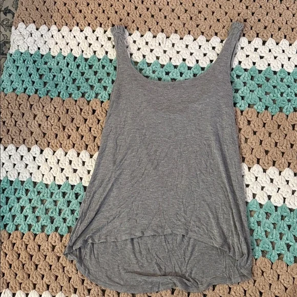 Gray Slouch Cowl Back Oversized High Low Tank Top Shirt Womens sz Small - Picture 4 of 5